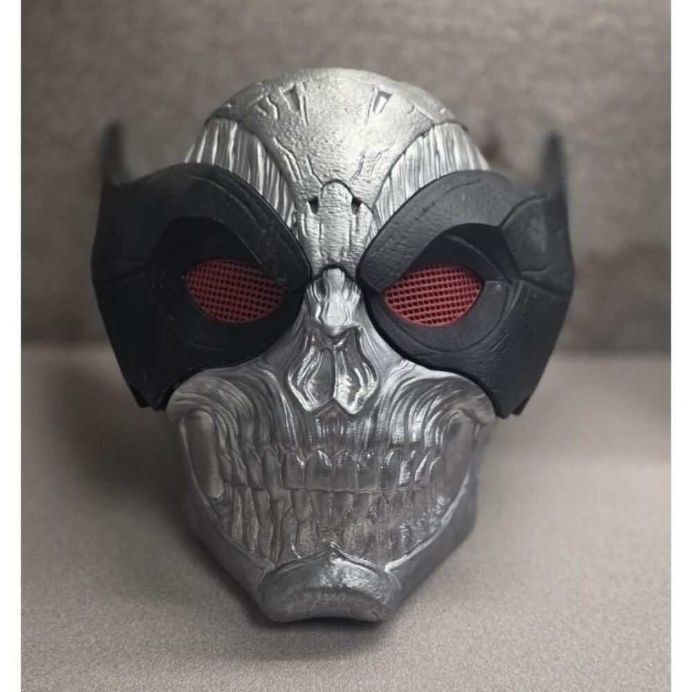 Silver Black Red Skull Full Face Costume Mask - Plastic One Size Halloween